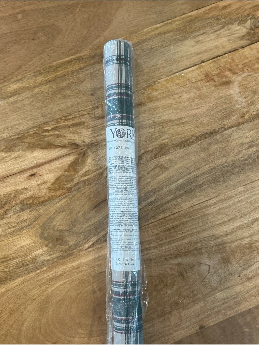 VtgYork Wall Coverings Green/BurgundyPlaid Carey Lind Double Roll 11yds L 20.5”W